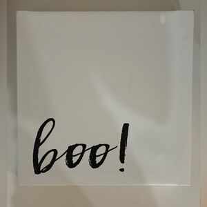 White Canvas with Black 'Boo!' Text